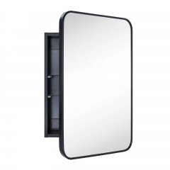 Recessed and Surface Mount Black Beveled Edge Mirror Door Round Corner Metal Frame Medicine Cabinet