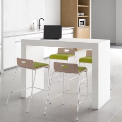 Modern Minimalism High Gloss Sleek Counter Bar Table 6 Person Breakroom Table