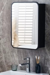 Stylish Black Single Door Mirrored Vanity Cabinet Bathroom Medicine Cabinet Mirror With Adjustable Shelves