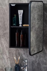 Stylish Black Single Door Mirrored Vanity Cabinet Bathroom Medicine Cabinet Mirror With Adjustable Shelves