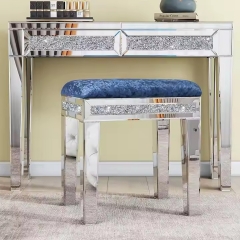 Modern High Quality Blue Dressing Table Stool Bedroom Custom Furniture Mirror Makeup Vanity Stool