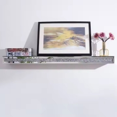 Gorgeous Oversized Mirrored Crushed Diamond Floating Indoor decorations Wall Mounted Shelf Ledge