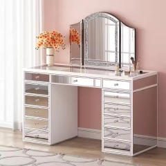 Modern Crushed Diamond Vanity Mirror Makeup Folding Dressing Table Mirror for Bedroom