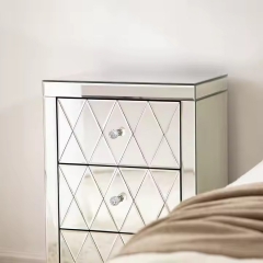 Top Seller Mirrored Nightstand 3 Drawer Chest Bedside Table Night Stand For Bedroom