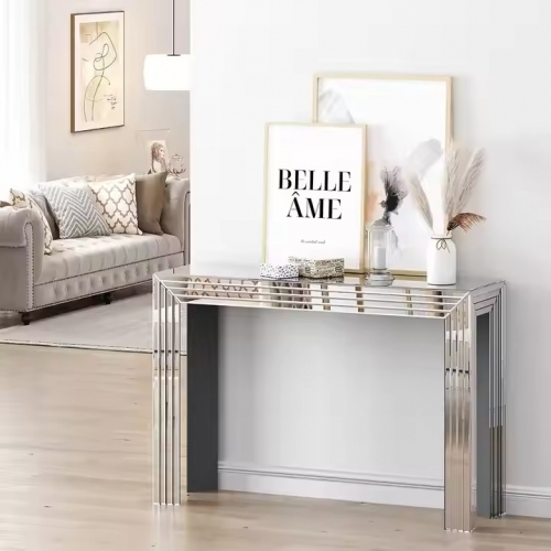 Modern Stylish Feature Mirrored Hallway Table Glass Decorative Console Table