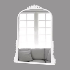 Antique White PU Framed Arch Hanging Mirror Indoor Decorative Mirror for Vestibule Hallway