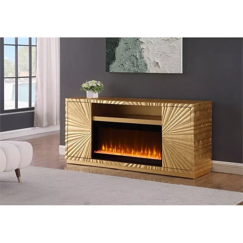 Modern Freestanding Infrared Electric Fireplace TV Stand High Gloss Home Furniture Apartment Home Office TV Cabinet Panel