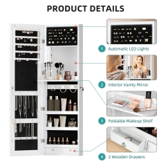 Full-Length Mirror Jewelry Cabinet for Bedroom and Closet