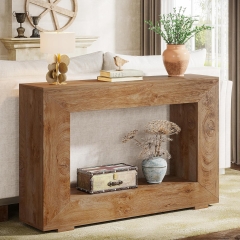 Rustic Accent Minimalist Wood Grain Finish Entry Table Hallway Console Table for Living Room