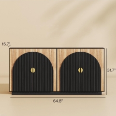 Contemporary Wooden Buffet Storage Cabinet with Arched Fluted Doors
