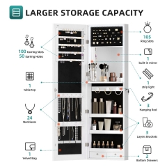 Living Room Cabinets Wall Mounted Jewelry Armoire with Full-Length Mirror and LED Lights