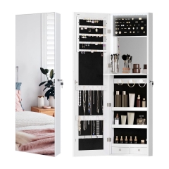 Living Room Cabinets Wall Mounted Jewelry Armoire with Full-Length Mirror and LED Lights