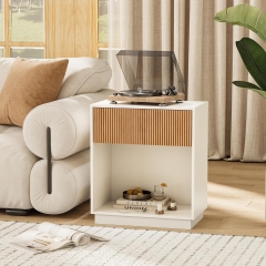 Modern Bedside Table with Drawer and Open Storage