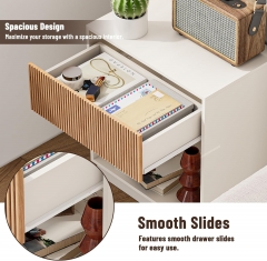 Modern Bedside Table with Drawer and Open Storage