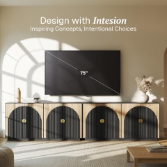 Contemporary Wooden Buffet Storage Cabinet with Arched Fluted Doors