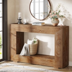Rustic Accent Minimalist Wood Grain Finish Entry Table Hallway Console Table for Living Room