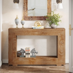 Rustic Accent Minimalist Wood Grain Finish Entry Table Hallway Console Table for Living Room