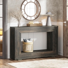 Rustic Accent Minimalist Wood Grain Finish Entry Table Hallway Console Table for Living Room