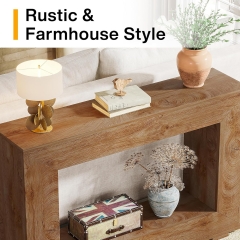 Rustic Accent Minimalist Wood Grain Finish Entry Table Hallway Console Table for Living Room