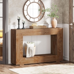 Rustic Accent Minimalist Wood Grain Finish Entry Table Hallway Console Table for Living Room