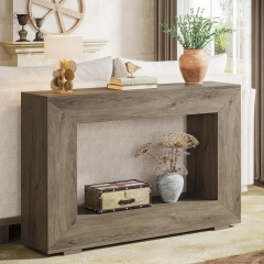 Rustic Accent Minimalist Wood Grain Finish Entry Table Hallway Console Table for Living Room