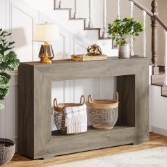 Rustic Accent Minimalist Wood Grain Finish Entry Table Hallway Console Table for Living Room