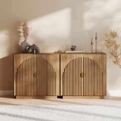 Modern Accent Buffet Decorative Entryway Cabinet with Arched Fluted Doors