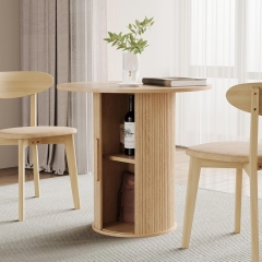 Small Round Dining Table with Hidden Storage Shelves