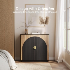 Stylish Small Sideboard Decorative Entryway Cabinet with Gold Accent Handles