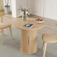 Small Round Dining Table with Hidden Storage Shelves