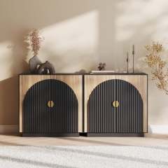 Stylish Small Sideboard Decorative Entryway Cabinet with Gold Accent Handles