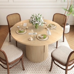 Modern Round Wood Dining Table with Storage Pedestal Base