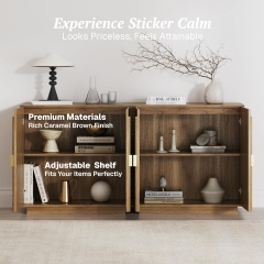 Modern Accent Buffet Decorative Entryway Cabinet with Arched Fluted Doors