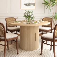 Modern Round Wood Dining Table with Storage Pedestal Base