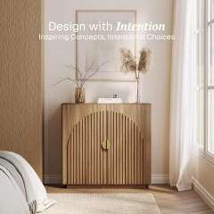 Modern Accent Buffet Decorative Entryway Cabinet with Arched Fluted Doors