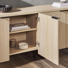 Modern Wood Finish Sideboard TV Stand with Storage Compartments
