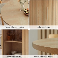 Modern Round Wood Dining Table with Storage Pedestal Base
