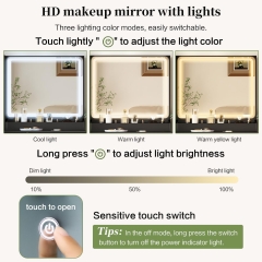 Modern Black Vanity Table with Lighted Mirror and Movable Side Cabinet