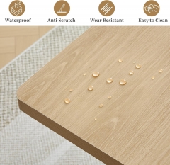 Minimalist Rectangular Extendable Dining Table with Dual Pedestal Legs for Dining Room or Kitchen