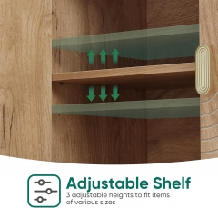 Modern Wood Entryway Cabinet with Adjustable Interior Shelves Carved Pattern Doors