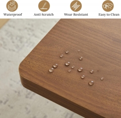 Modern Walnut Extendable Dining Table with Fluted Double Base