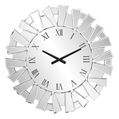 Glam Crystal Style Sunburst Wall Clock Large Silver Mirror Clock