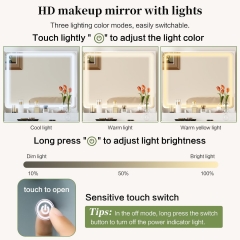 Adjustable Makeup Vanity Desk with LED Mirror and Storage Drawers