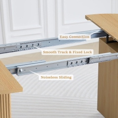 Large Wooden Dining Table with Rounded Corners and Expandable Top