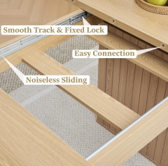 Minimalist Rectangular Extendable Dining Table with Dual Pedestal Legs for Dining Room or Kitchen