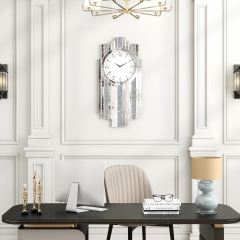 Art Deco Mirrored Wall Clock with Crystal Glitter Stripes Roman Numeral Design