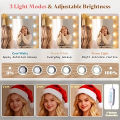 Large Lighted Vanity Table with Clear Glass Top Four Drawers and Open Side Shelves for Bedroom Makeup Storage