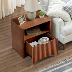 Modern Wooden Nightstand with Foldable Storage Drawer for Bedroom & Living Room