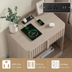 Modern Bedroom Furniture Set with 6-Drawer Dresser and 2 Nightstands with USB Outlets & Storage