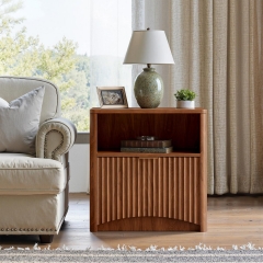 Modern Wooden Nightstand with Foldable Storage Drawer for Bedroom & Living Room